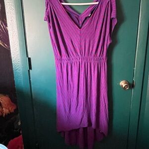 Pink and Purple High Low Sundress with Flutter Cap Sleeves